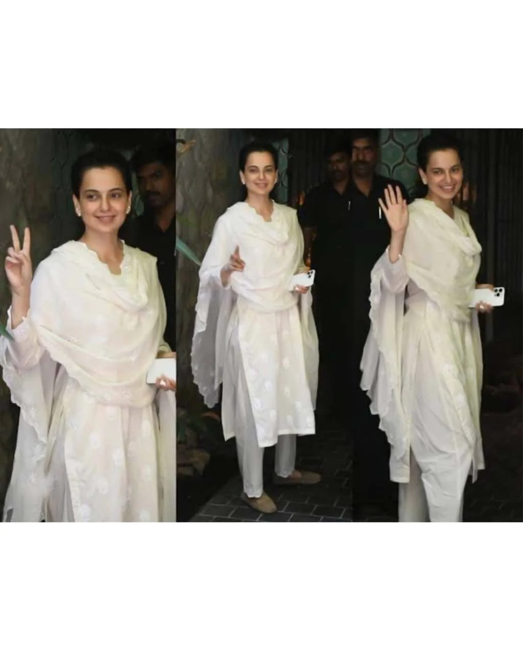 CREAM BEIGE COTTON EMBROIDERED SUIT SET - Image 3