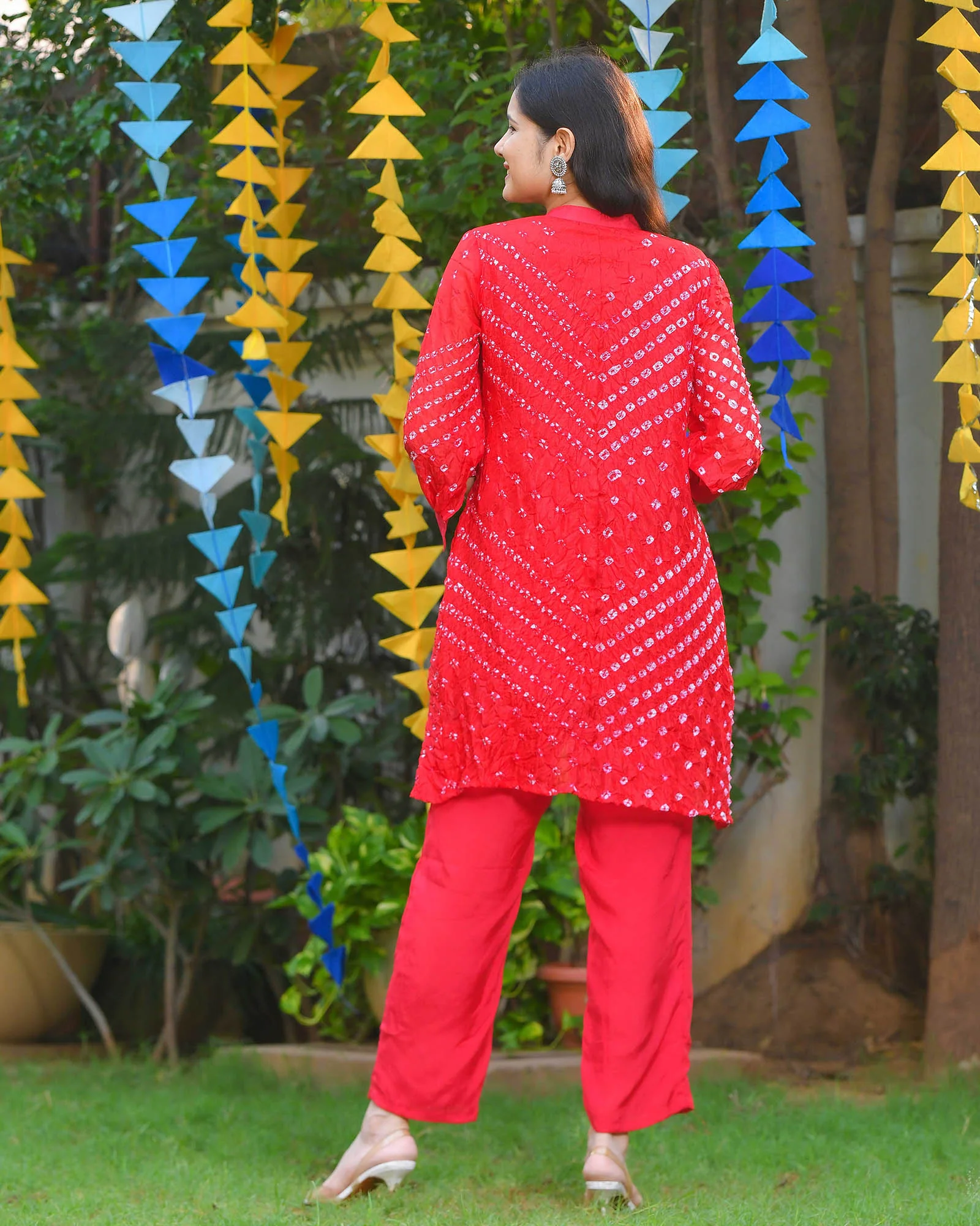 FUSION FESTIVE RED BANDHEJ PANT SET - Image 10