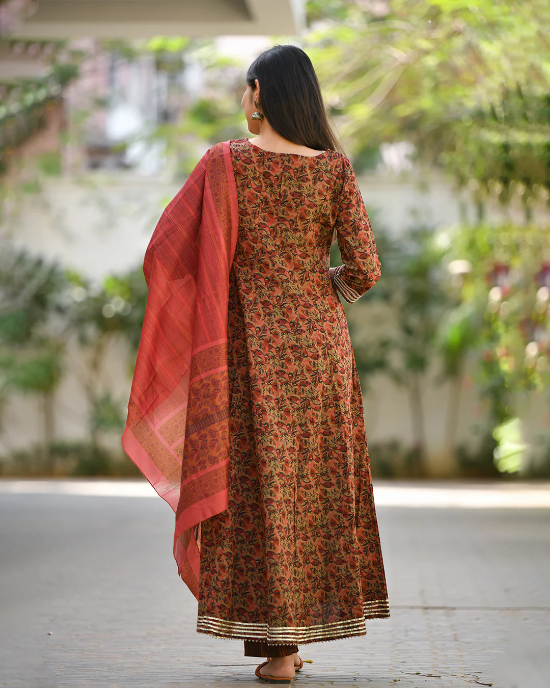 MAROON PRINTED COTTON SUIT SET - Image 4