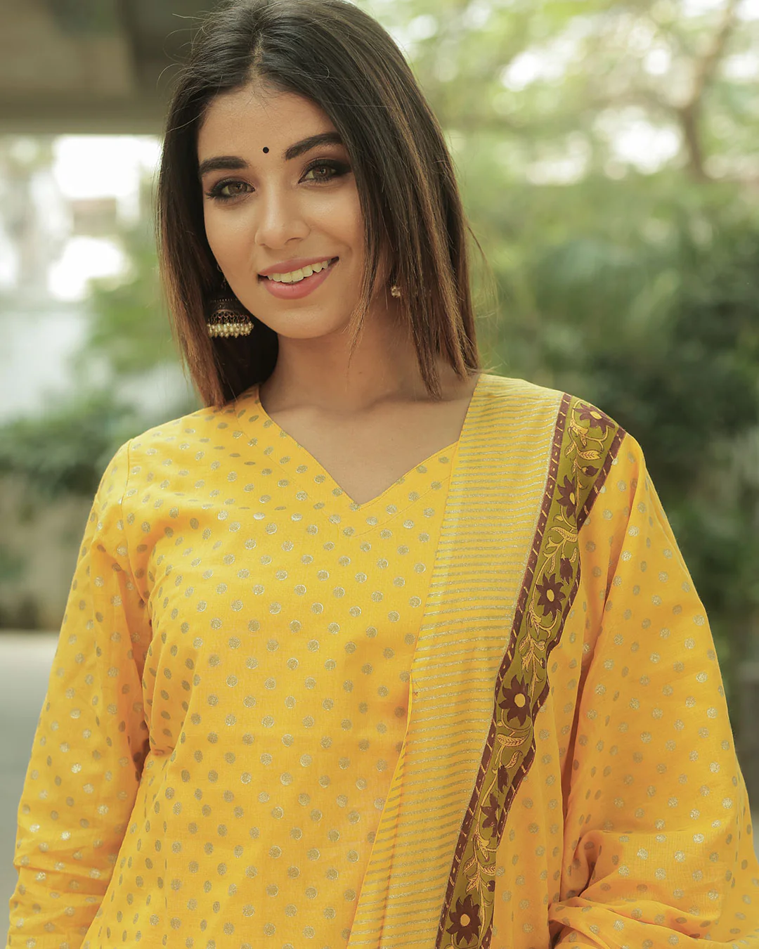 MUSTARD HANDBLOCK SHARARA SET - Image 6