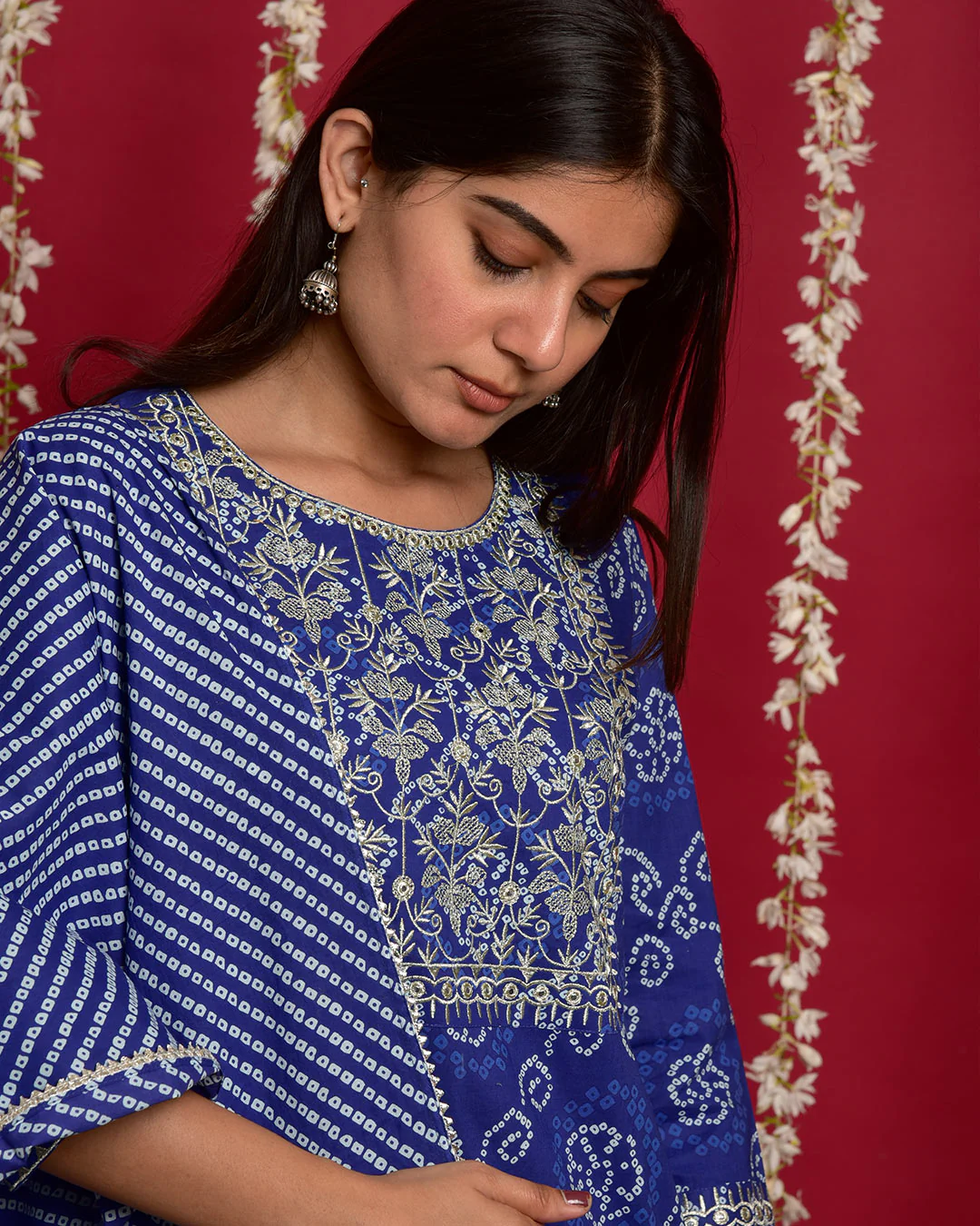 NAVY BLUE BANDHEJ SUIT SET - Image 5