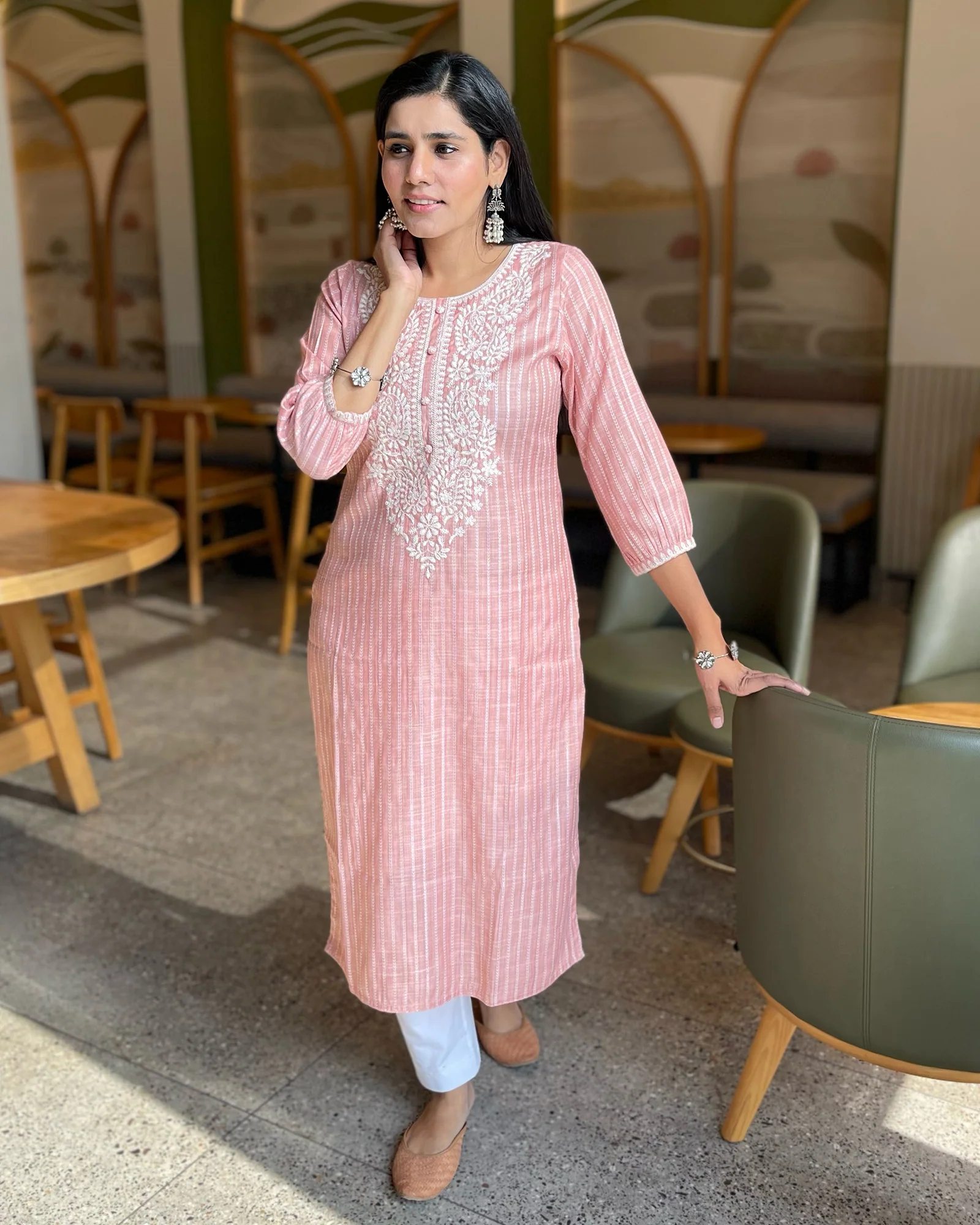 NUDE PINK COTTON KURTA - Image 3