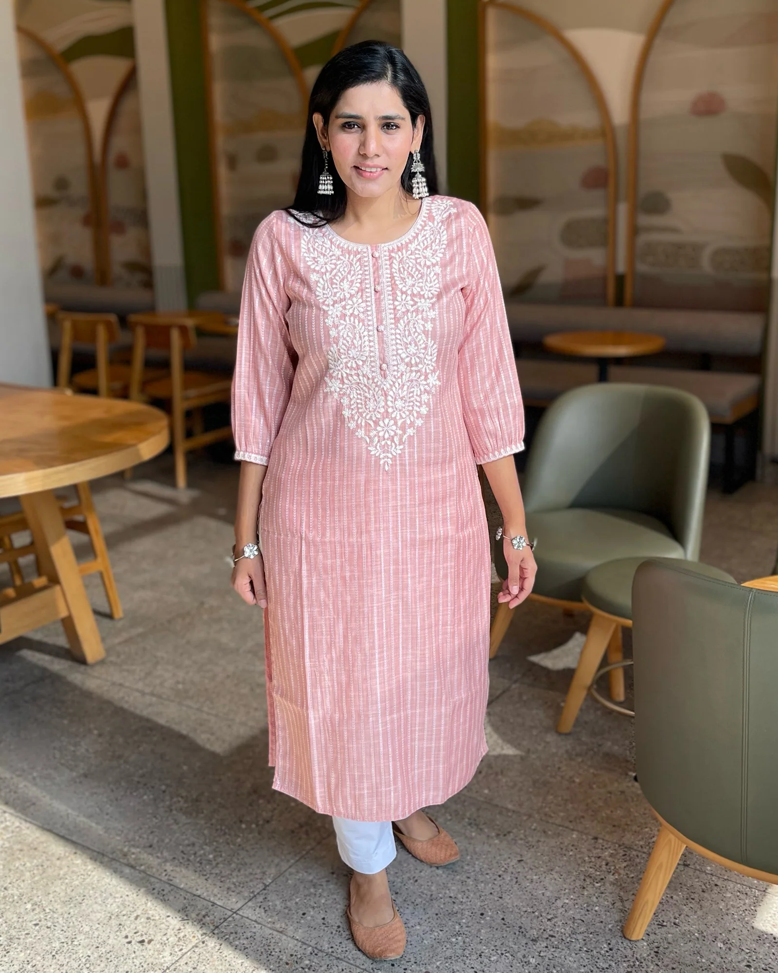 NUDE PINK COTTON KURTA - Image 4