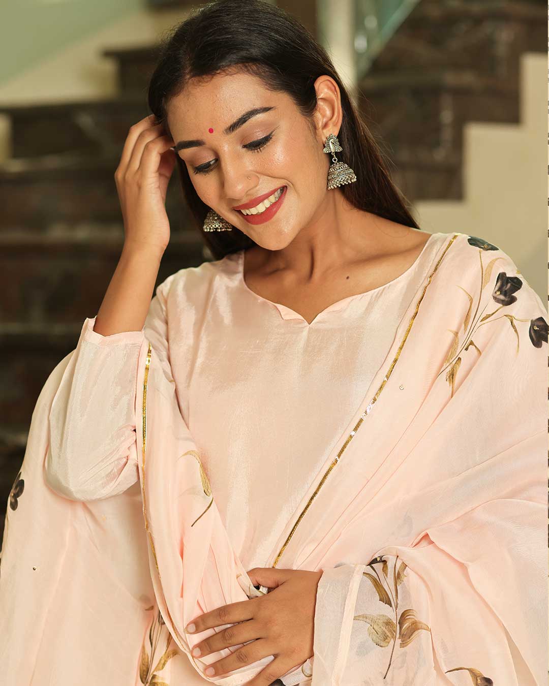 PEACH HAND PAINTED SUIT SET - Image 5