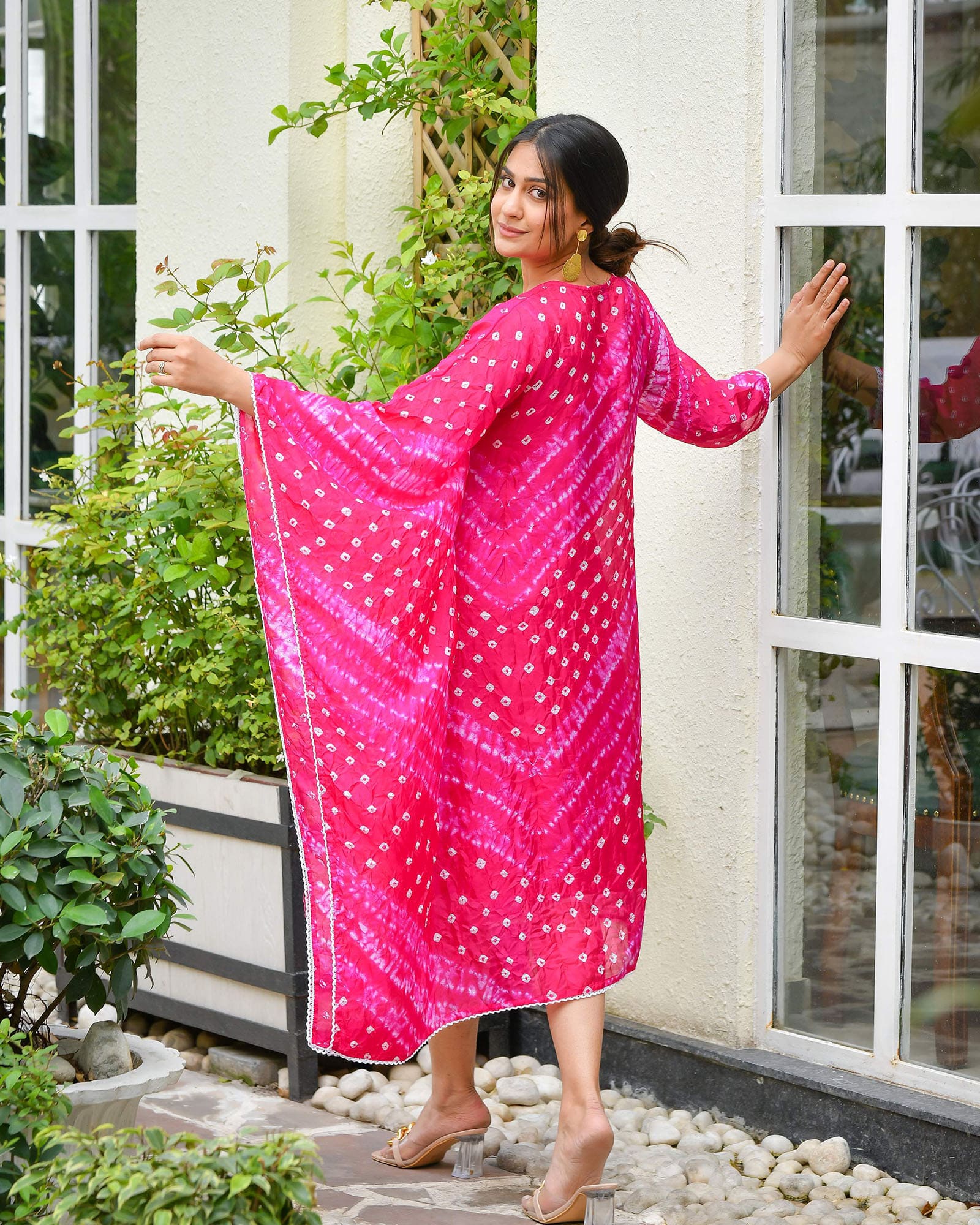 PINK BANDHEJ SHANTUNG KURTA - Image 8