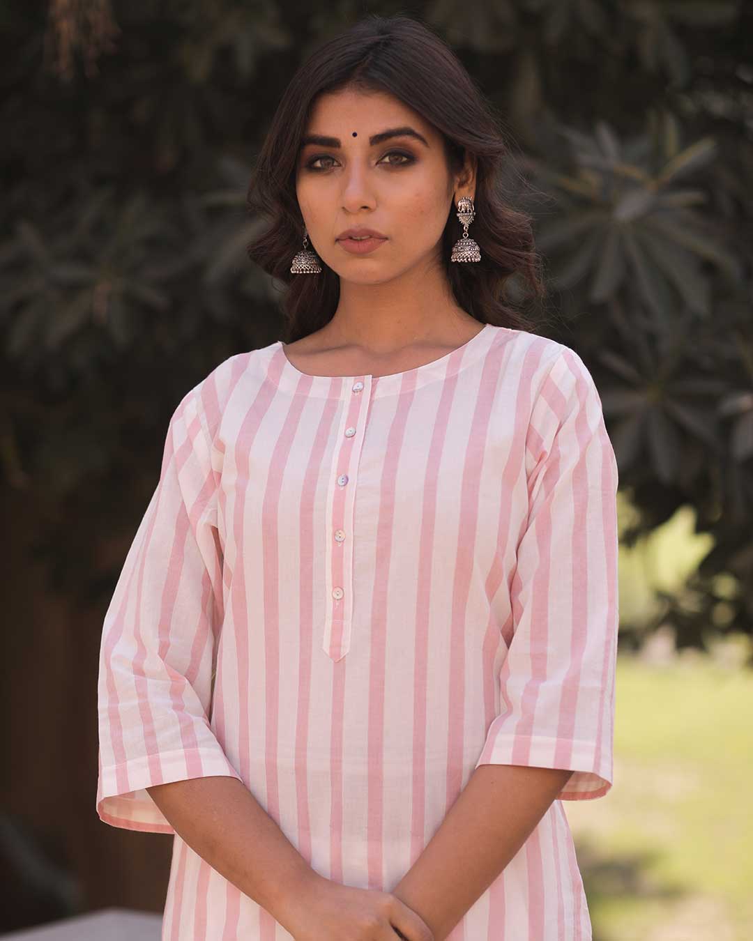 PINK & WHITE STRIPED KURTA - Image 3