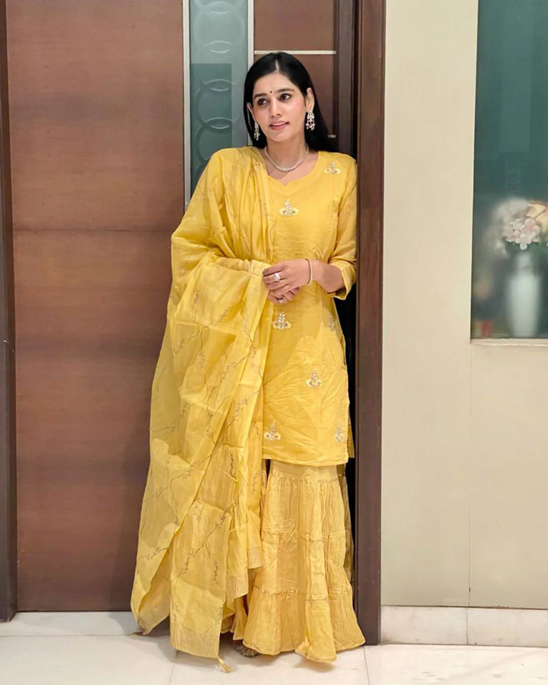 SUNSHINE CHANDERI GHARARA SET - Image 5