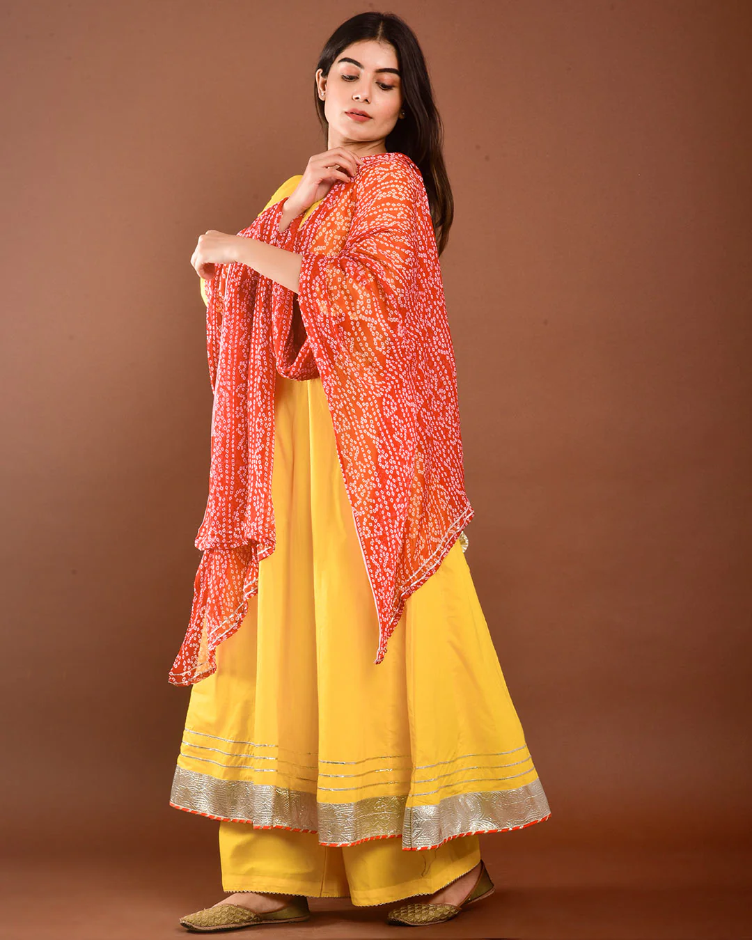YELLOW ANARKALI SUIT SET - Image 3