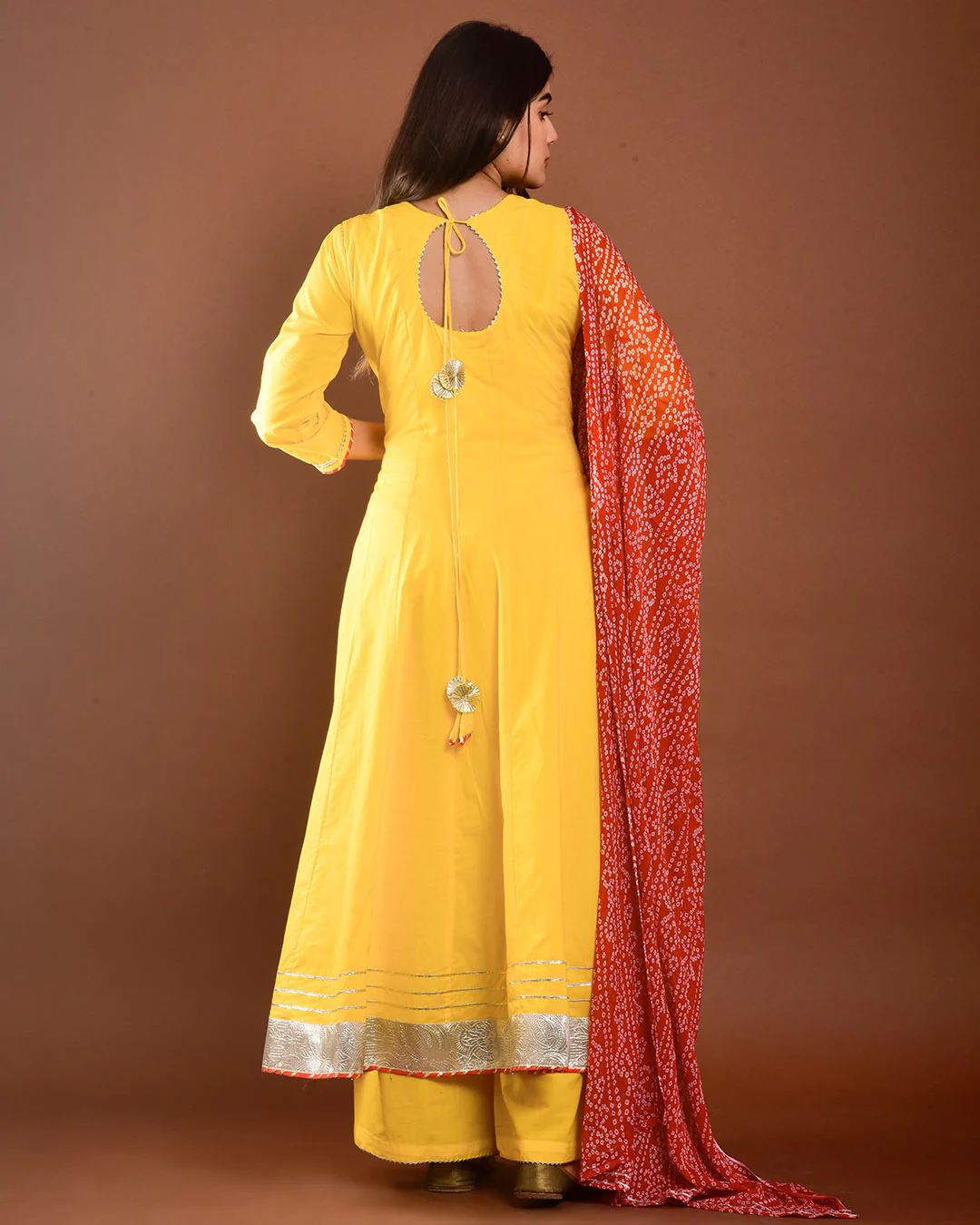 YELLOW ANARKALI SUIT SET - Image 7