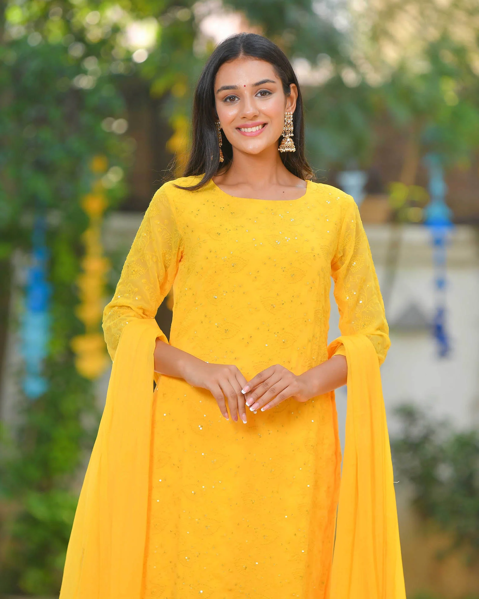 YELLOW GEORGETTE SUIT SET WITH EMBROIDERY - Image 7