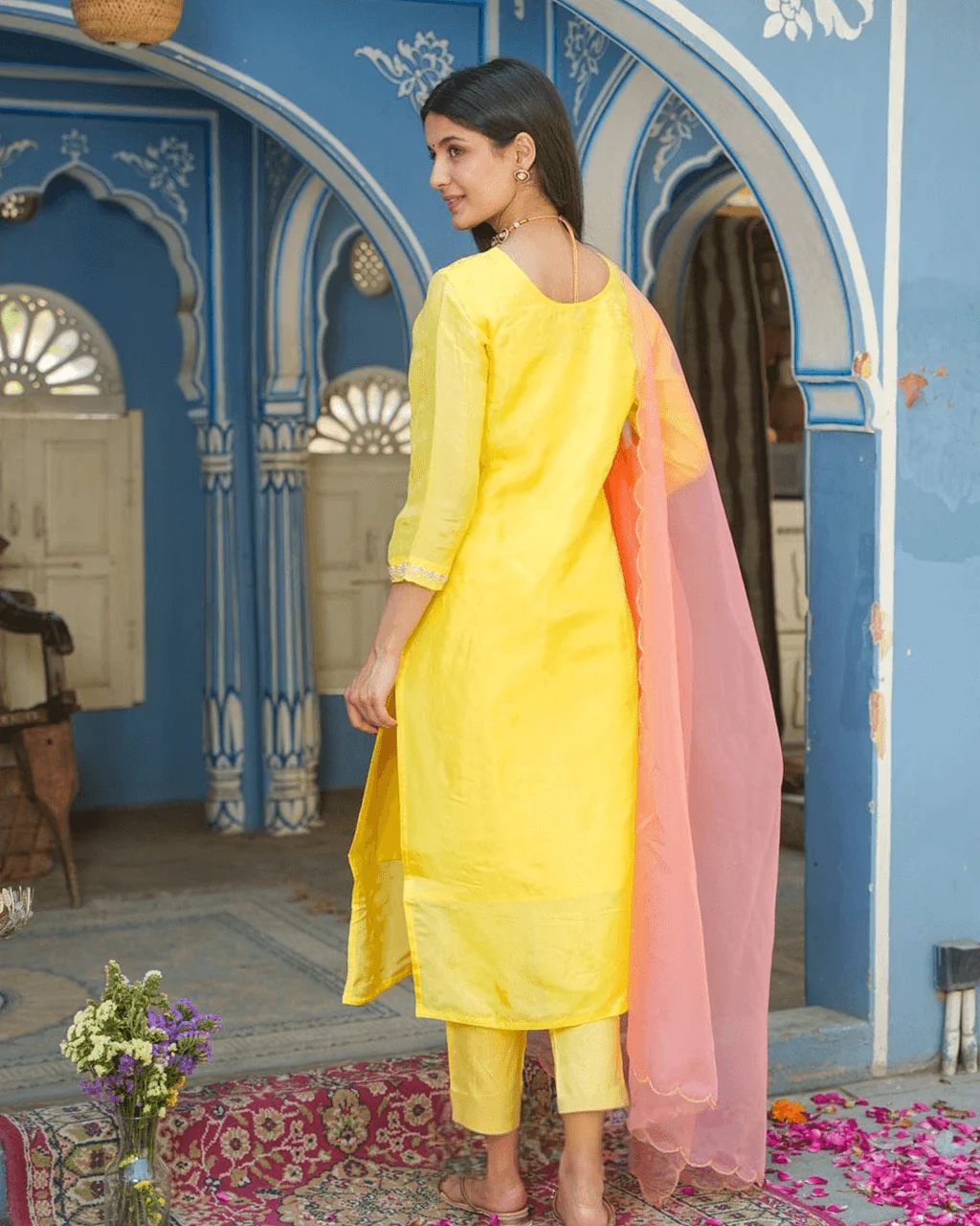 YELLOW OPADA SUIT SET WITH EMBROIDERY - Image 3